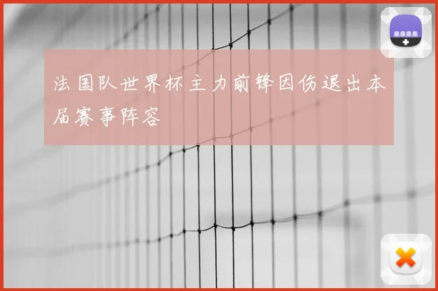 法国队世界杯主力前锋因伤退出本届赛事阵容