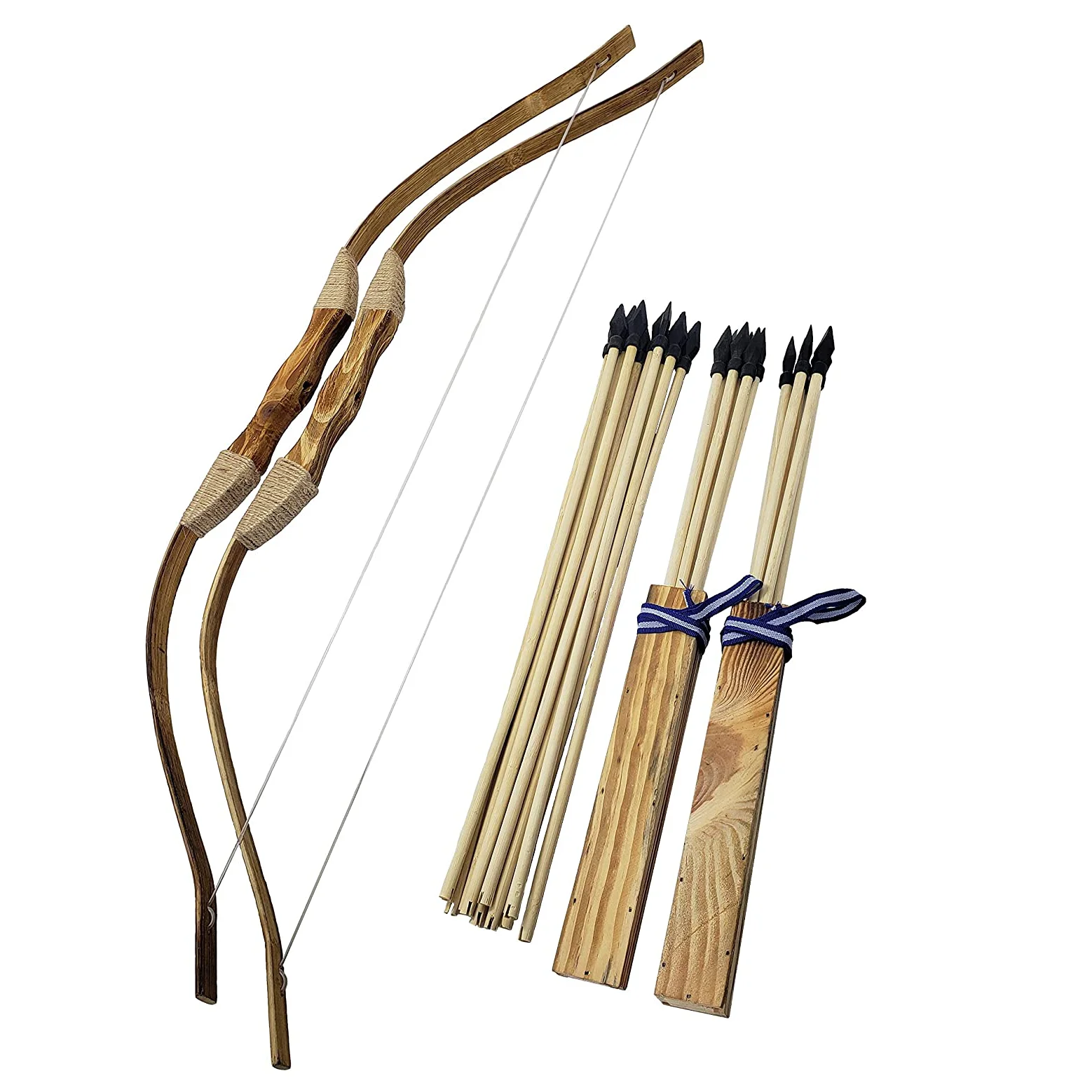 Wooden bow and arrow belt quiver set children's arrows wooden youth archery hunting toys beginner archery set