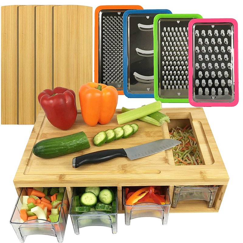 YML custom household bamboo chopping board Cutting board Solid wood bamboo drawer classification format cutting board