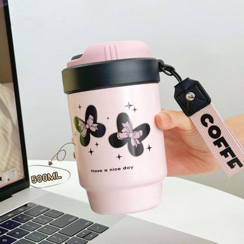 YML hot selling creative twist cover double drink coffee cup 304 stainless steel portable thermos cup