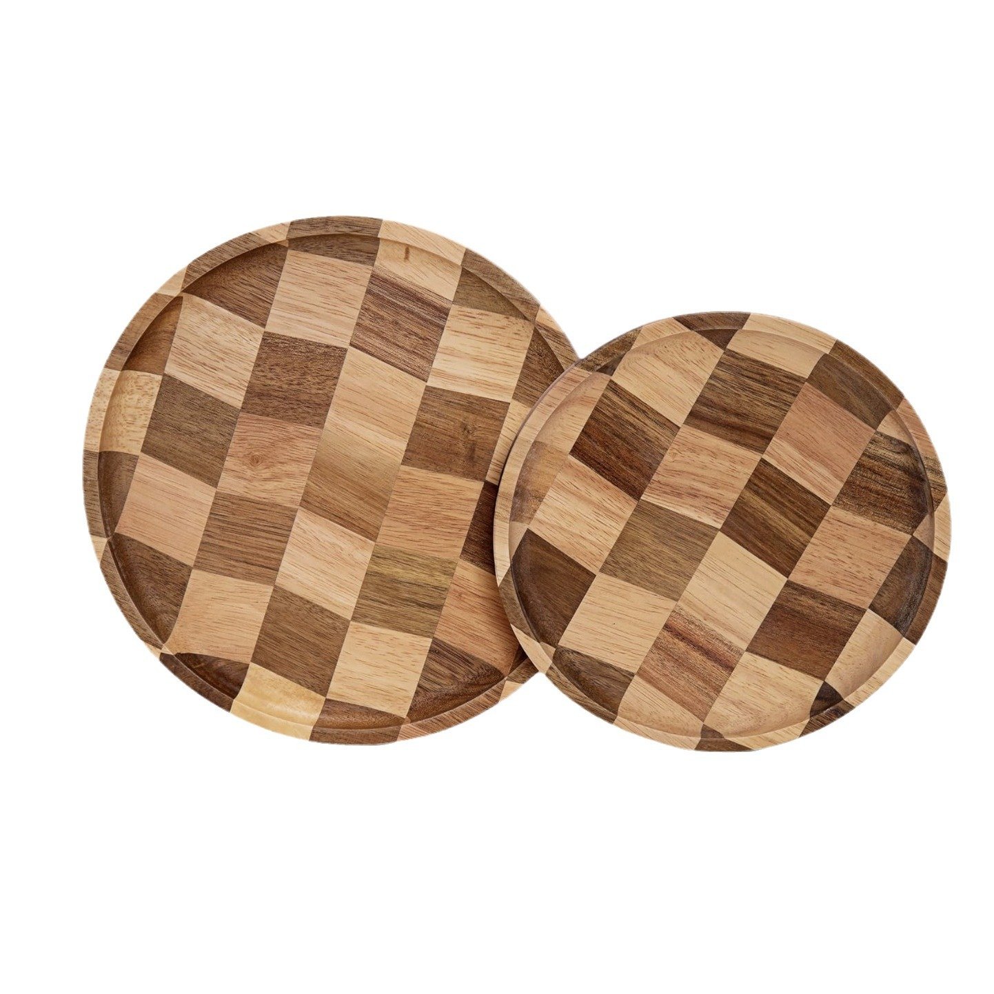 YML New creative splicing walnut wood  plate Round solid wood multi-layer utensils checkerboard wooden tray fresh food dish