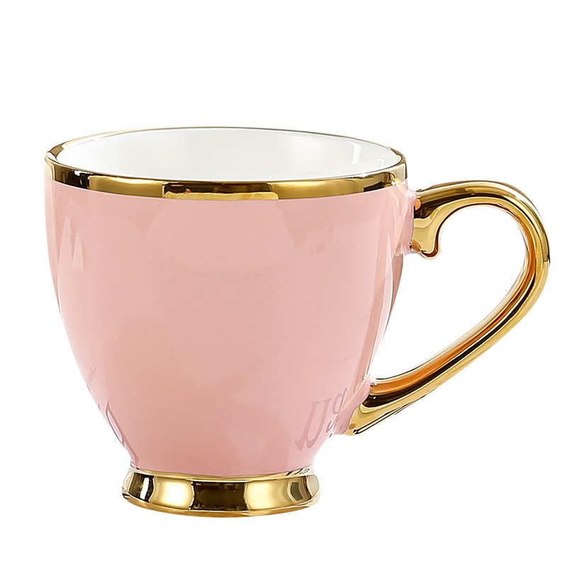 YML Nordic luxury  mug Gold border high appearance level ceramic coffee cup noble afternoon tea with hand ceremony drinking cup