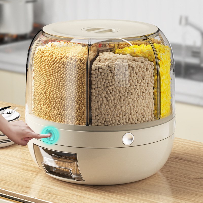 hot-selling plastic rotating grain multi-compartment storage box household insect-proof moisture-proof sealed rice storage box