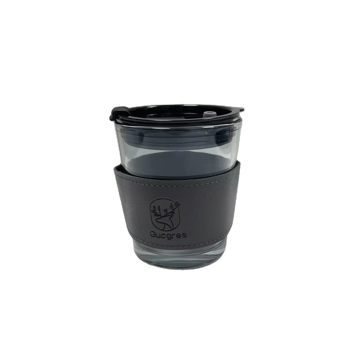 YML hot selling coffee water glass leather sleeve with glass straw