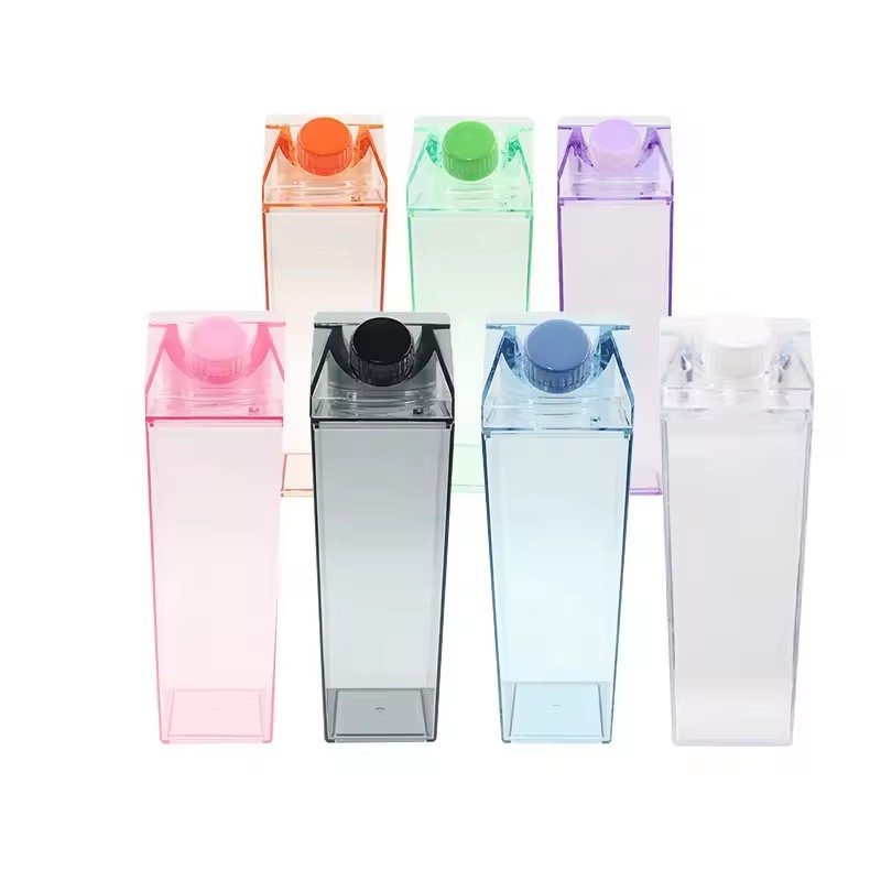 YML Wholesale 500ML food grade plastic clear square milk carton shaped water bottle lid