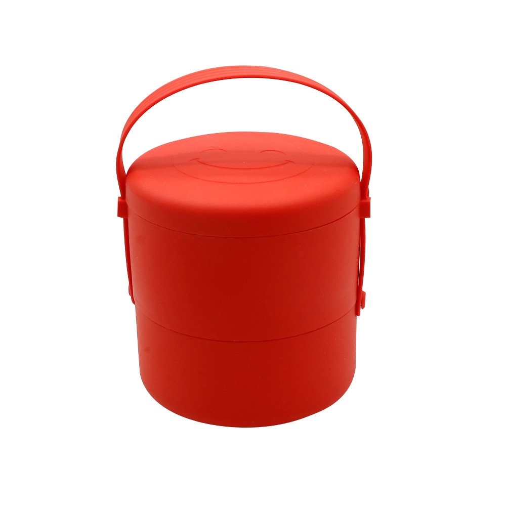 YML New Silicone Bento Lunch Box Double Layer round detachable container  for Kids Adults