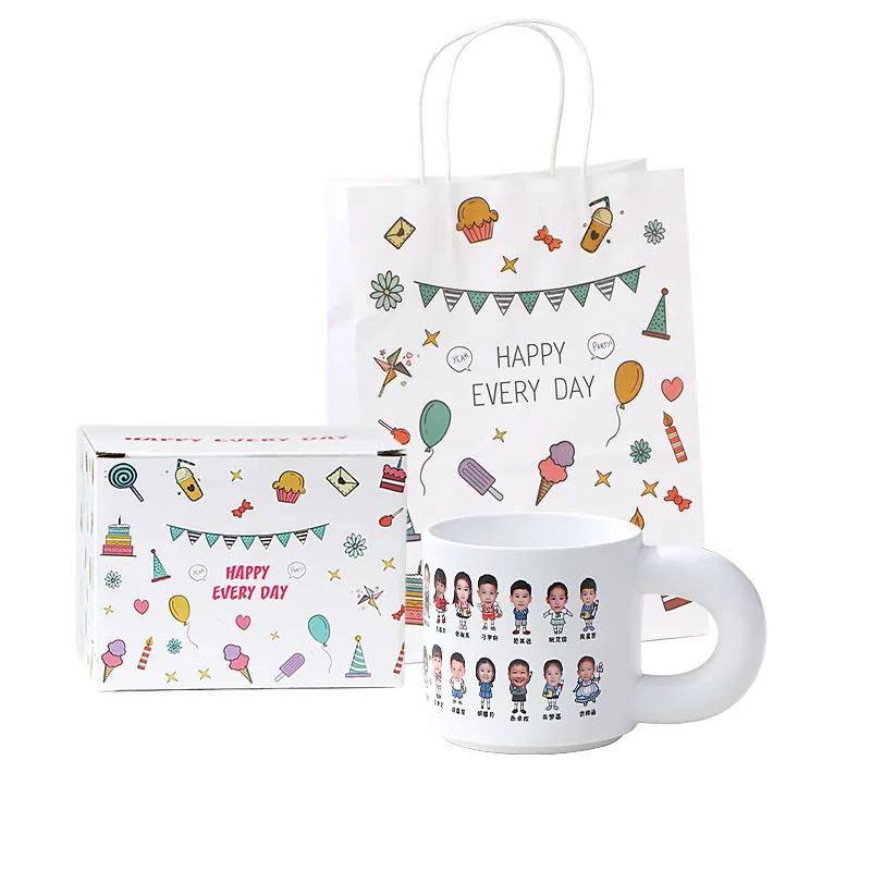 YML factory wholesale Graduation gift cup Ceramic mug Color portrait Children's Day class gift souvenir home milk cup in stock